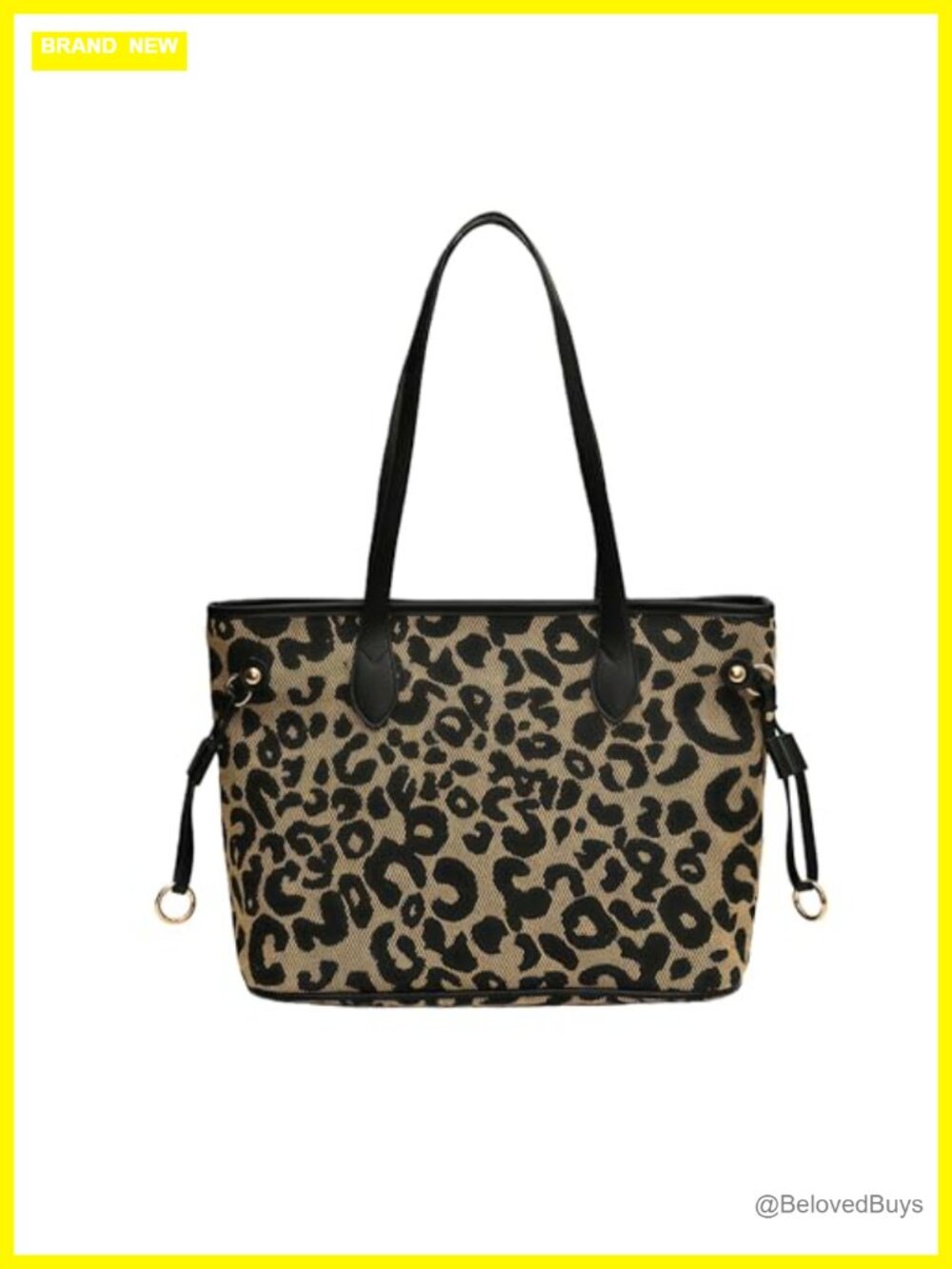 Leopard Print Tote Bag for Women, Faux Leather Purse with Zipper, Casual